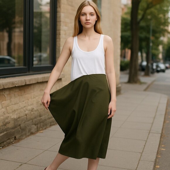 NWOT ZARA MATCHING POPLIN DRESS Green White Rare Bloggers Fave Small - Picture 1 of 7